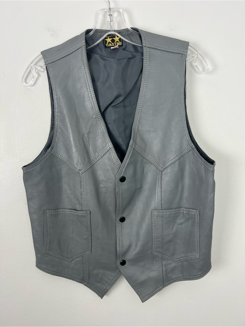 Vintage Men's Western Gray Leather Vest
